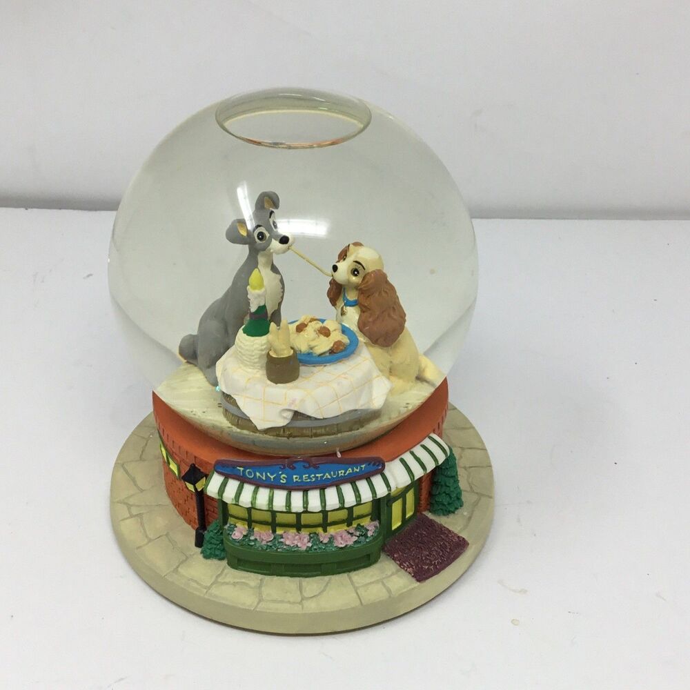 Disney Lady and the Tramp Snowglobe Light-up Music Box "Bella Notte" Melody